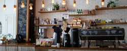 well lit coffee shop bar