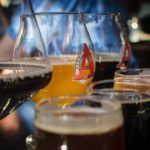 Glasses with Drinks Displayed in a row
