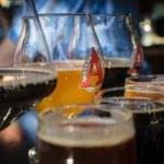 Glasses with Drinks Displayed in a row
