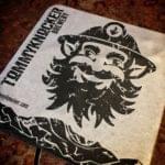Hand-drawn craft brewery logo illustration on paper